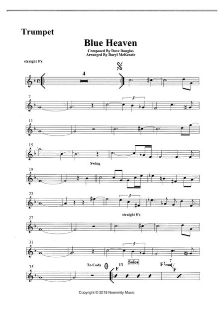 Blue Heaven 4 Horns And Rhythm Section Sheet Music