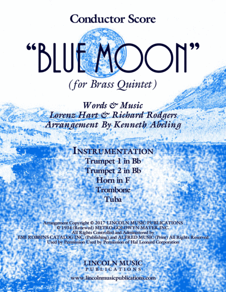 Blue Moon For Brass Quintet Sheet Music