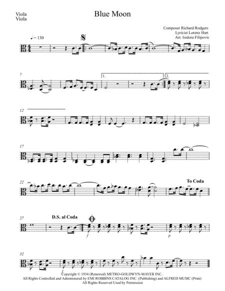 Free Sheet Music Blue Moon For String Duo