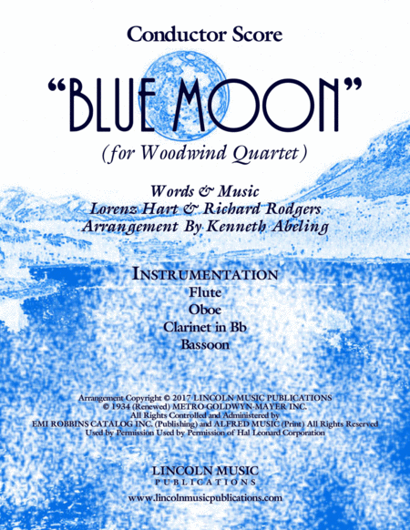 Blue Moon For Woodwind Quartet Sheet Music