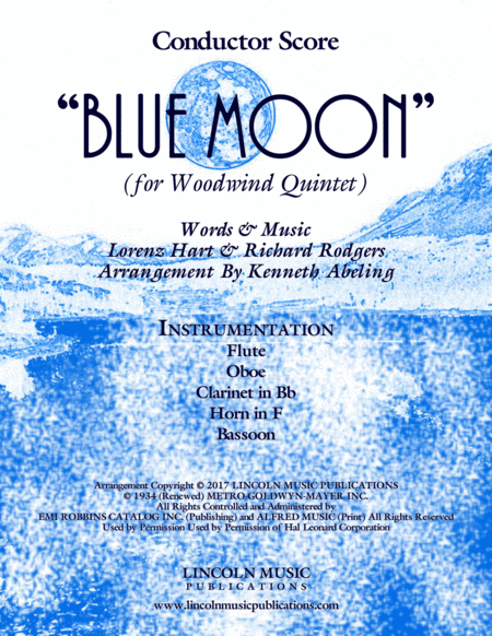 Blue Moon For Woodwind Quintet Sheet Music