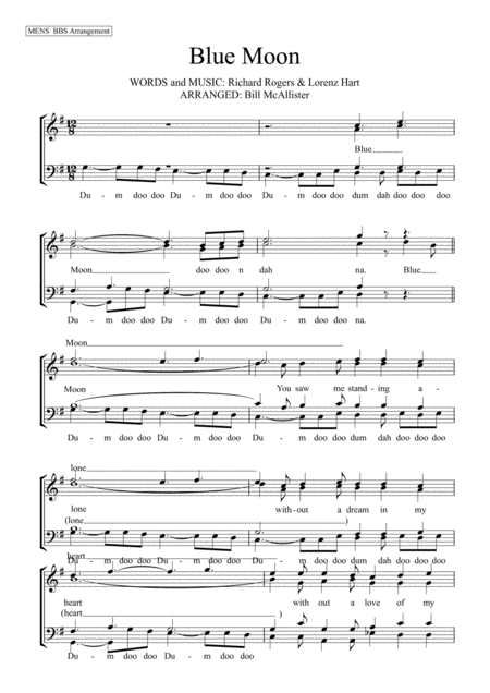 Free Sheet Music Blue Moon Mens Bbs