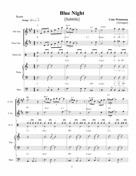 Blue Night For Jazz Combo Sheet Music