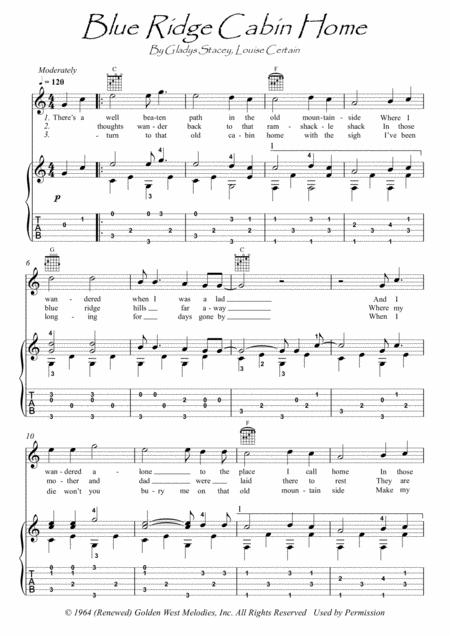 Free Sheet Music Blue Ridge Cabin Home Guitar Fingerstyle