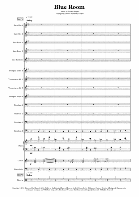 Blue Room Big Band Arrengement Sheet Music