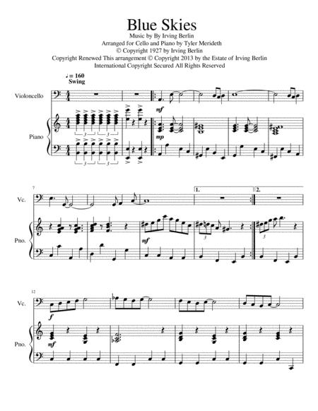 Free Sheet Music Blue Skies For Cello And Piano