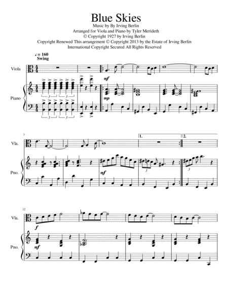 Blue Skies For Viola And Piano Sheet Music