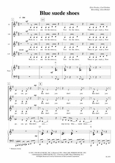 Blue Suede Shoes Ssaa Piano Sheet Music