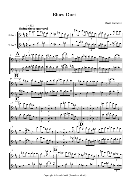 Blues Duet For Cello Sheet Music