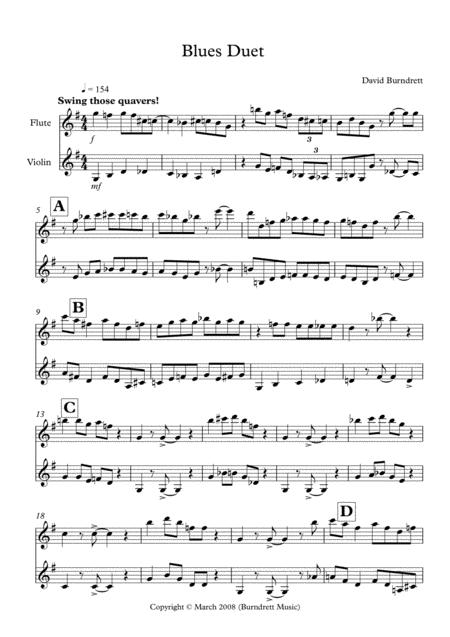 Free Sheet Music Blues Duet For Flute And Violin