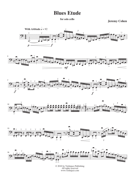 Blues Etude Solo Cello Sheet Music