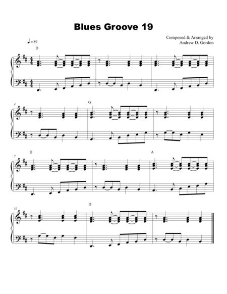 Free Sheet Music Blues Groove 19 For Piano Keyboards