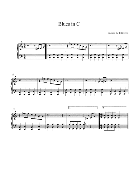 Free Sheet Music Blues In C