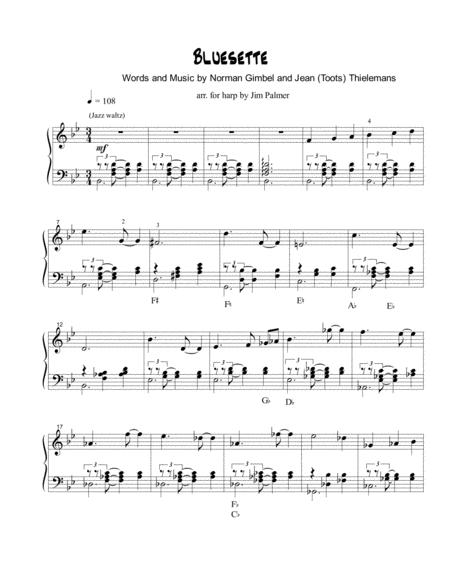 Free Sheet Music Bluesette For Solo Harp