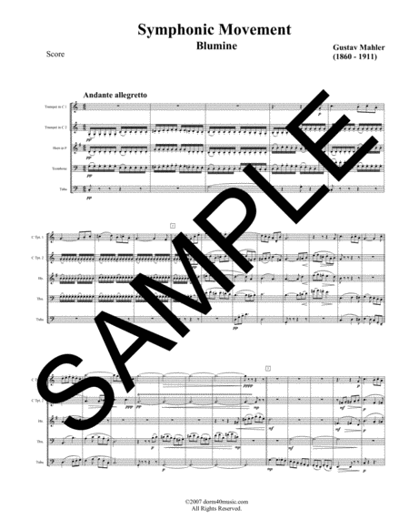 Blumine Symphonic Movement For Brass Quintet Sheet Music