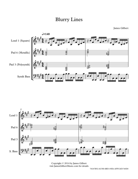 Free Sheet Music Blurry Lines Ie073