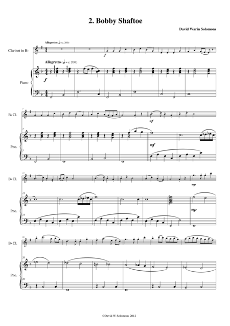 Free Sheet Music Bobby Shaftoe Clarinet And Piano