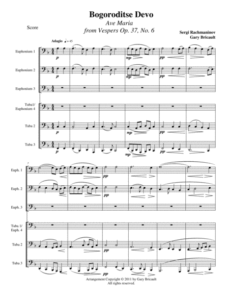 Free Sheet Music Bogoroditse Devo Ave Maria From Vespers Op 37 No 6