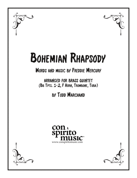 Bohemian Rhapsody Arranged For Brass Quintet Sheet Music