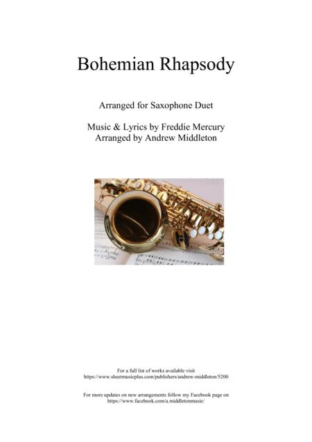 Bohemian Rhapsody Arranged For Saxophone Duet Sheet Music