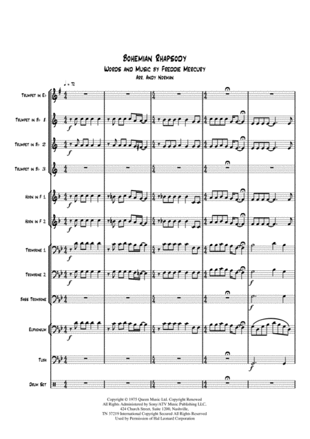 Bohemian Rhapsody Brass Choir Sheet Music