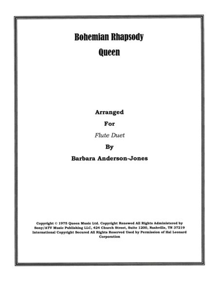 Free Sheet Music Bohemian Rhapsody Flute Duet