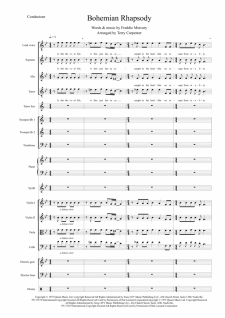 Bohemian Rhapsody For Lead Voice Choir String 4tet And Pop Combo Sheet Music