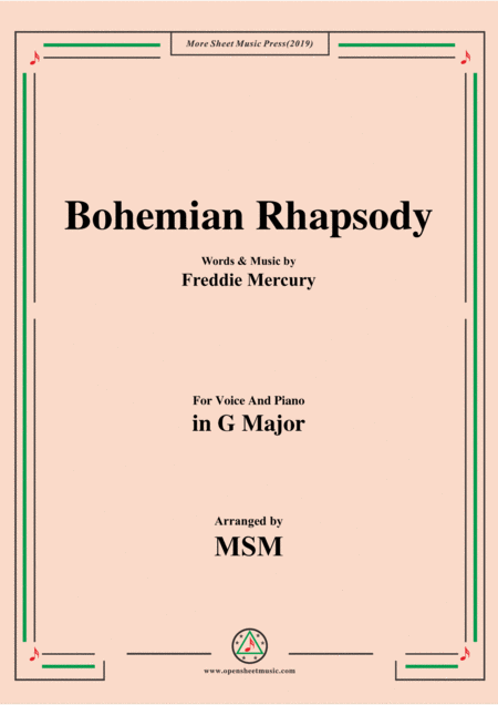 Bohemian Rhapsody In G Major For Voice And Piano Sheet Music