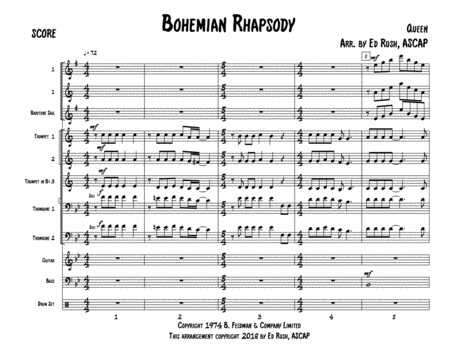 Free Sheet Music Bohemian Rhapsody Jazz