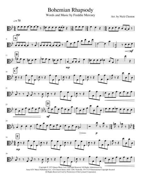Free Sheet Music Bohemian Rhapsody String Ensemble 1st Viola