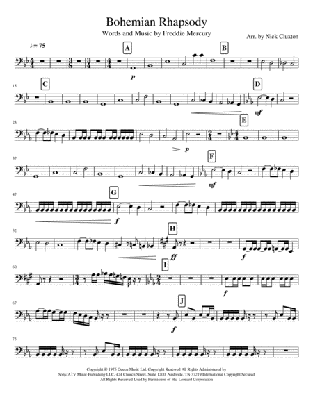 Free Sheet Music Bohemian Rhapsody String Ensemble Double Bass