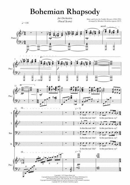 Free Sheet Music Bohemian Rhapsody Vocal Score