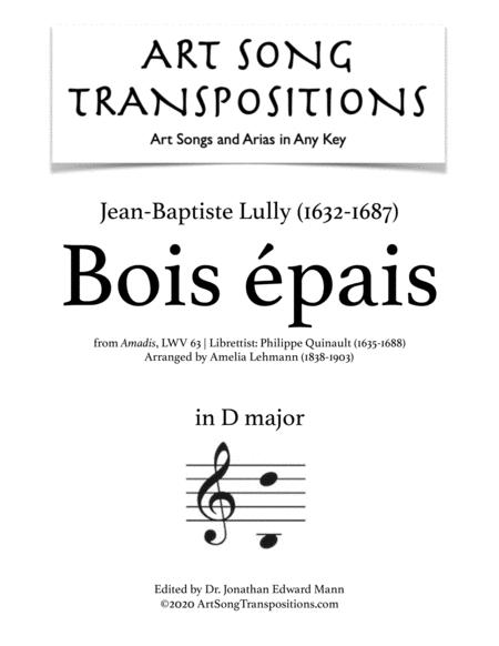 Bois Pais Transposed To D Major Sheet Music