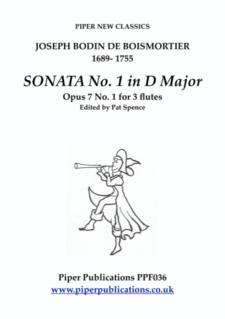 Boismortier Sonata No 1 In D Major Opus 7 No 1 For 3 Flutes Sheet Music