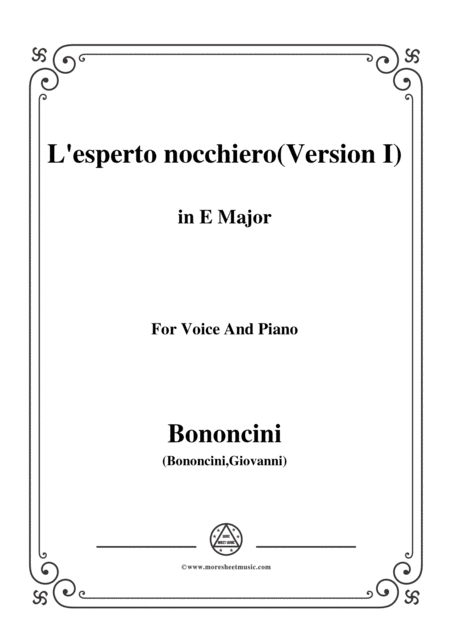 Bononcini Giovanni L Esperto Nocchiero Version I From Astarte In E Major For Voice And Piano Sheet Music