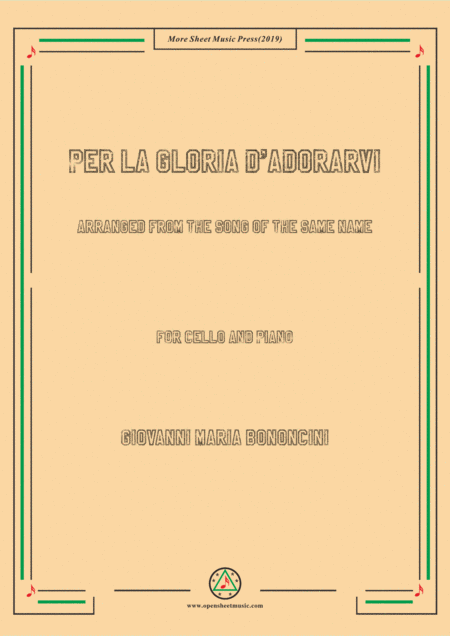 Bononcini Per La Gloria D Adorarvi For Cello And Piano Sheet Music