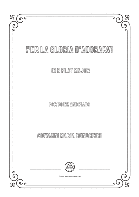 Bononcini Per La Gloria D Adorarvi In E Flat Major Sheet Music