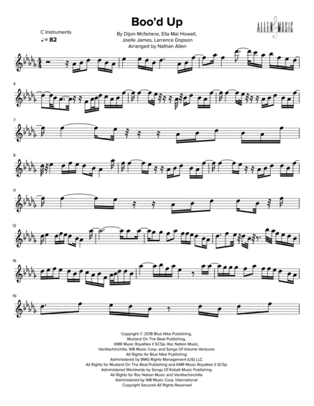 Boo D Up C Instruments Sheet Music