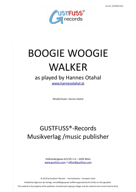 Free Sheet Music Boogie Woogie Walker As Played By Hannes Otahal