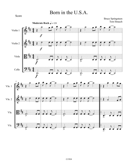 Born In The Usa Sheet Music