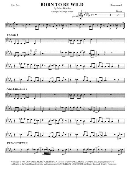 Born To Be Wild Alto Sax Sheet Music