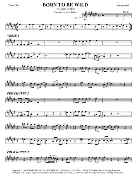 Born To Be Wild Tenor Sax Sheet Music