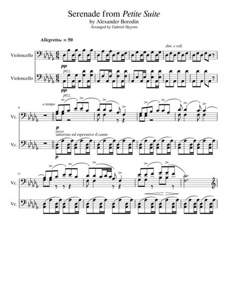 Free Sheet Music Borodin Serenade Cello Duet