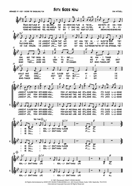 Free Sheet Music Both Sides Now Leadsheet For Singalong Fun