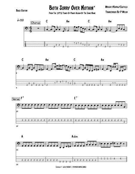 Both Sorry Over Nothing Bass Guitar Tab Sheet Music