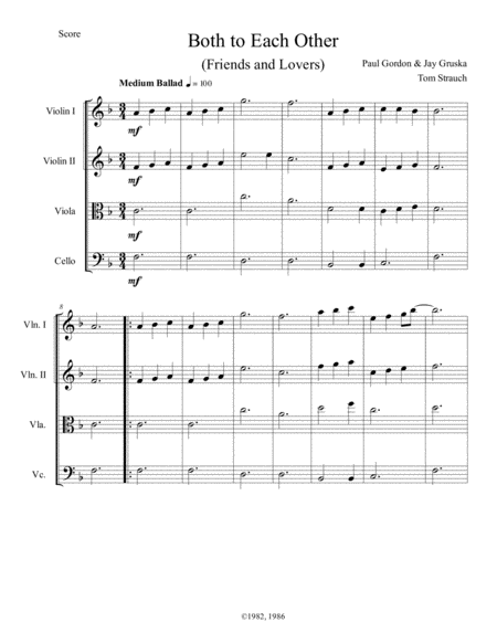 Both To Each Other Friends And Lovers Sheet Music