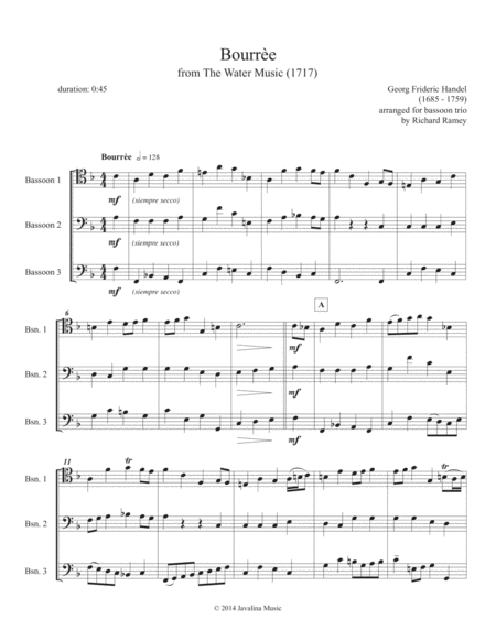 Boure And Hornpipe From The Water Music Sheet Music