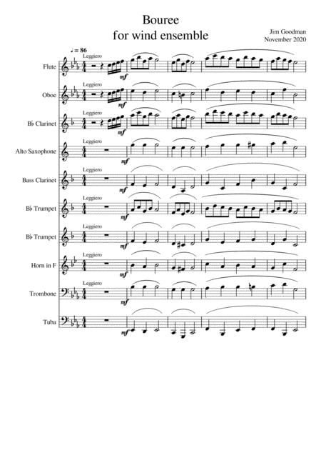 Free Sheet Music Bouree For Wind Ensemble