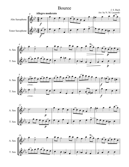 Bouree Sheet Music