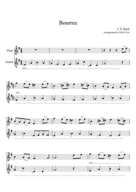 Free Sheet Music Bourree